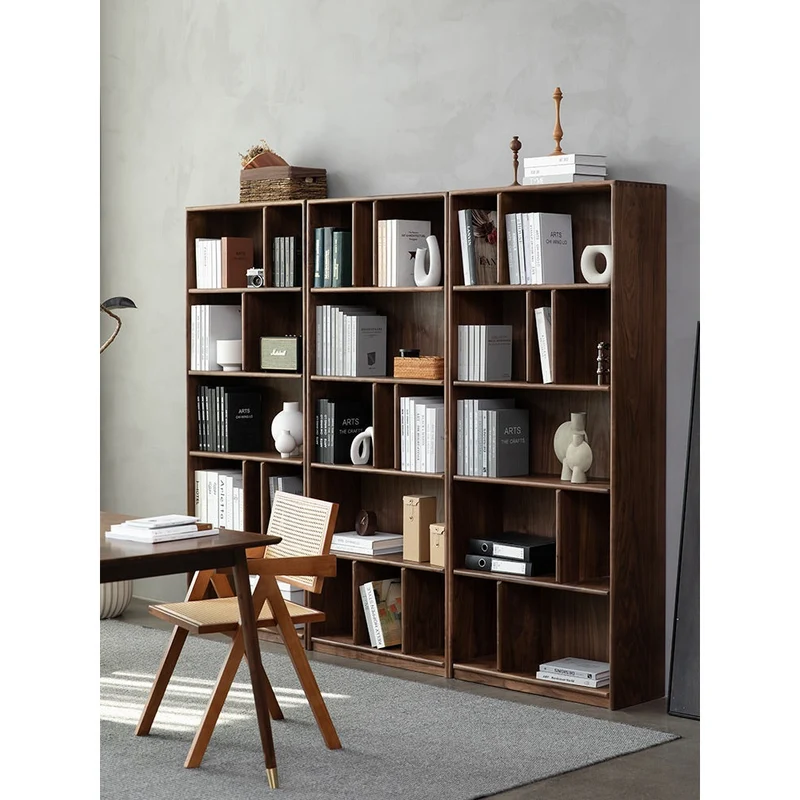 Verdant Open Multi Rack Solid Walnut Wood Bookcase