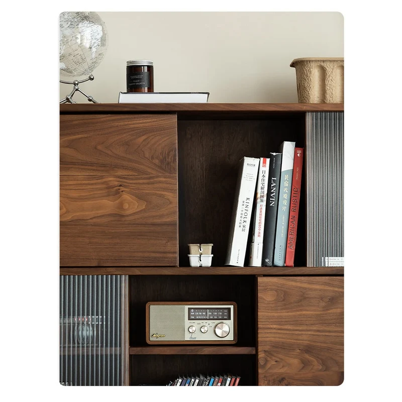 Contemporary Simplicit Large Black Walnut Wood Bookcase