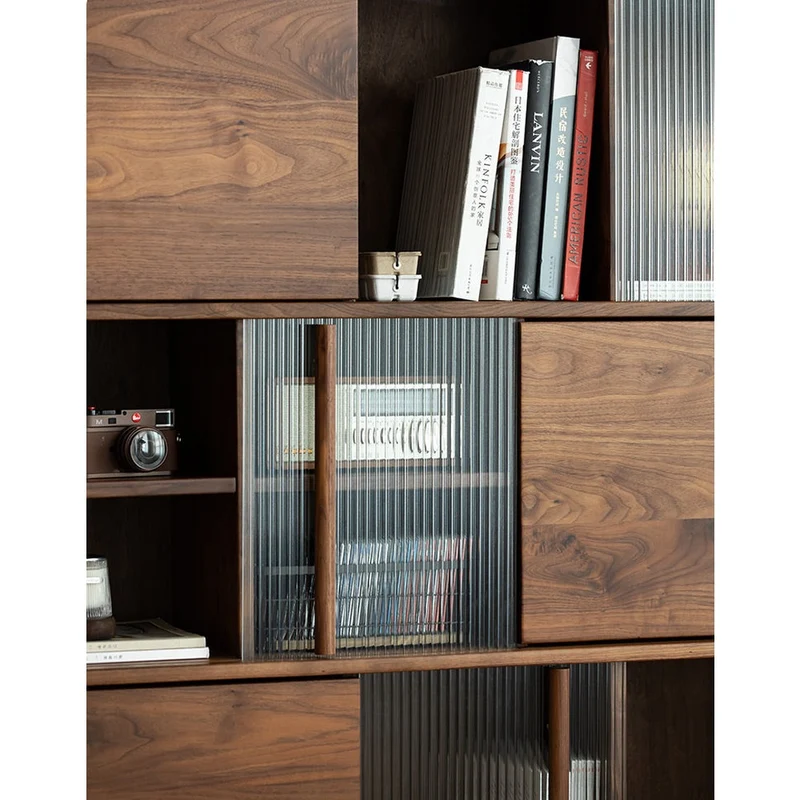 Contemporary Simplicit Large Black Walnut Wood Bookcase