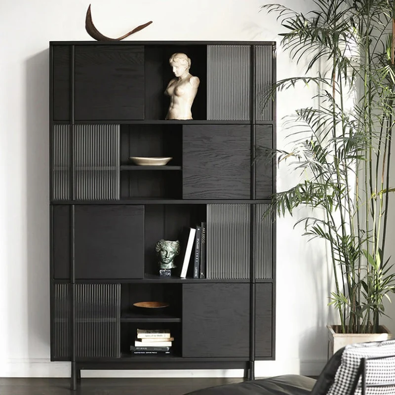 Contemporary Simplicit Large Black Walnut Wood Bookcase