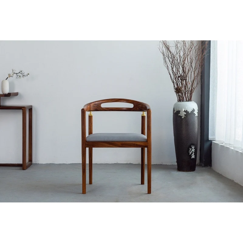 New Design Modern Simple Walnut Wood Armchair