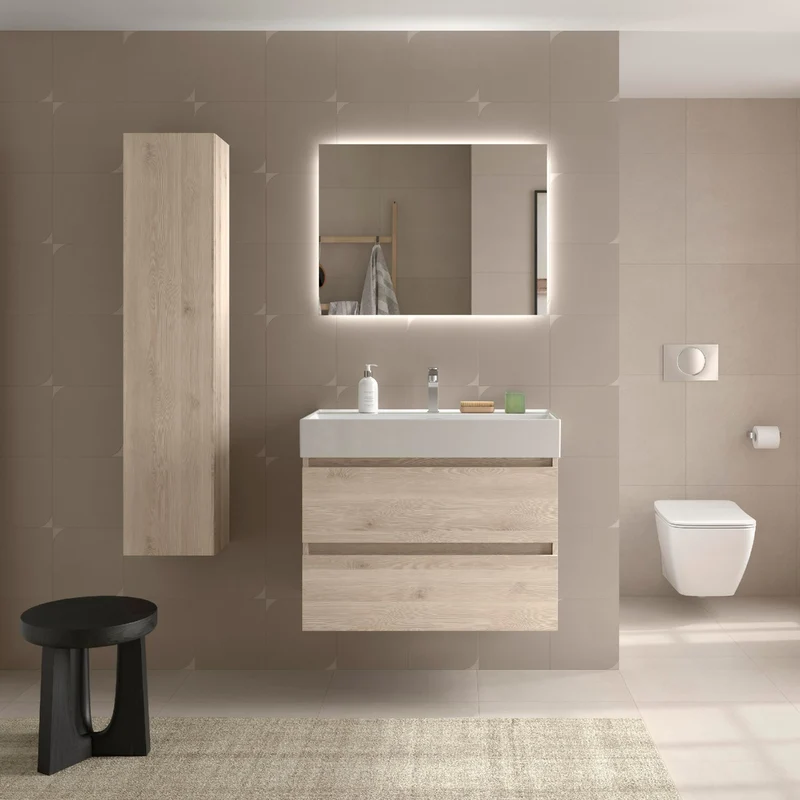 Mueble de Baño BEQUIA 2 Cajones + Lavabo Grueso Veneto de Salgar | 80, 100 y 120 cm