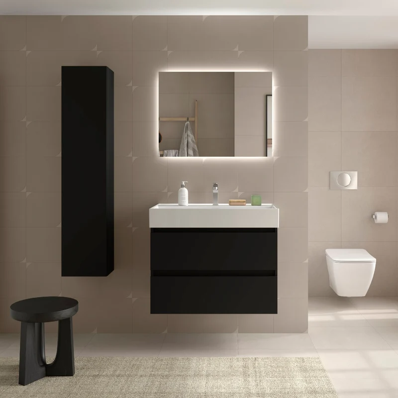 Mueble de Baño BEQUIA 2 Cajones + Lavabo Grueso Veneto de Salgar | 80, 100 y 120 cm