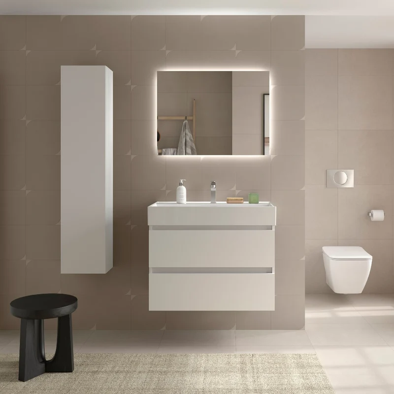 Mueble de Baño BEQUIA 2 Cajones + Lavabo Grueso Veneto de Salgar | 80, 100 y 120 cm