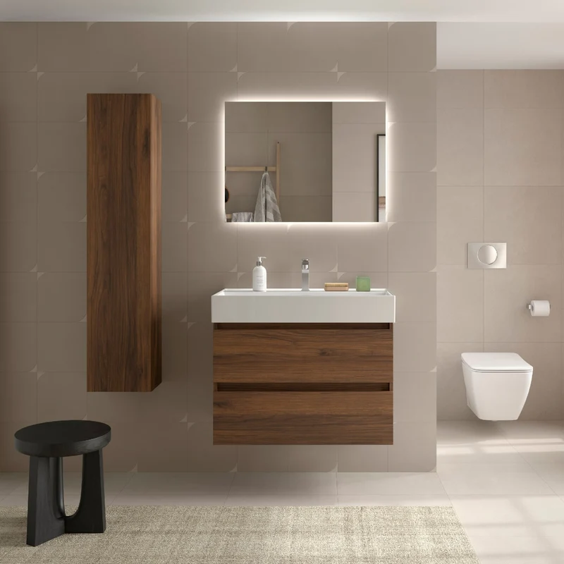 Mueble de Baño BEQUIA 2 Cajones + Lavabo Grueso Veneto de Salgar | 80, 100 y 120 cm
