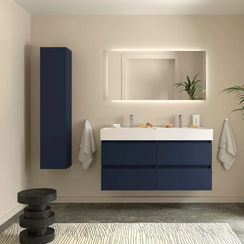 Mueble de Baño BEQUIA 2 Cajones + Lavabo Grueso Veneto de Salgar | 80, 100 y 120 cm