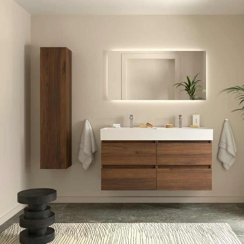 Mueble de Baño BEQUIA 2 Cajones + Lavabo Grueso Veneto de Salgar | 80, 100 y 120 cm