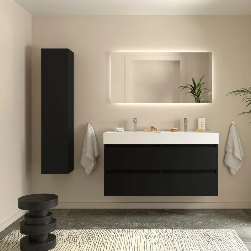 Mueble de Baño BEQUIA 2 Cajones + Lavabo Grueso Veneto de Salgar | 80, 100 y 120 cm