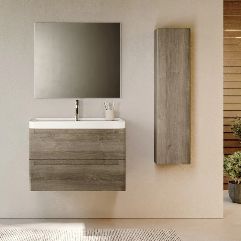 Mueble de Baño Suspendido Round Inve 2 Cajones + Lavabo Cerámico