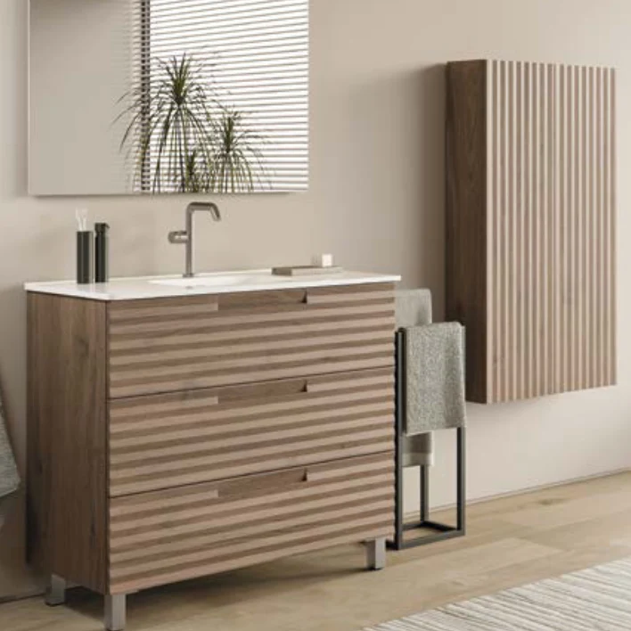 Mueble de Baño DUNA 3 Cajones con Patas + Lavabo Cerámico – Cierre Amortiguado