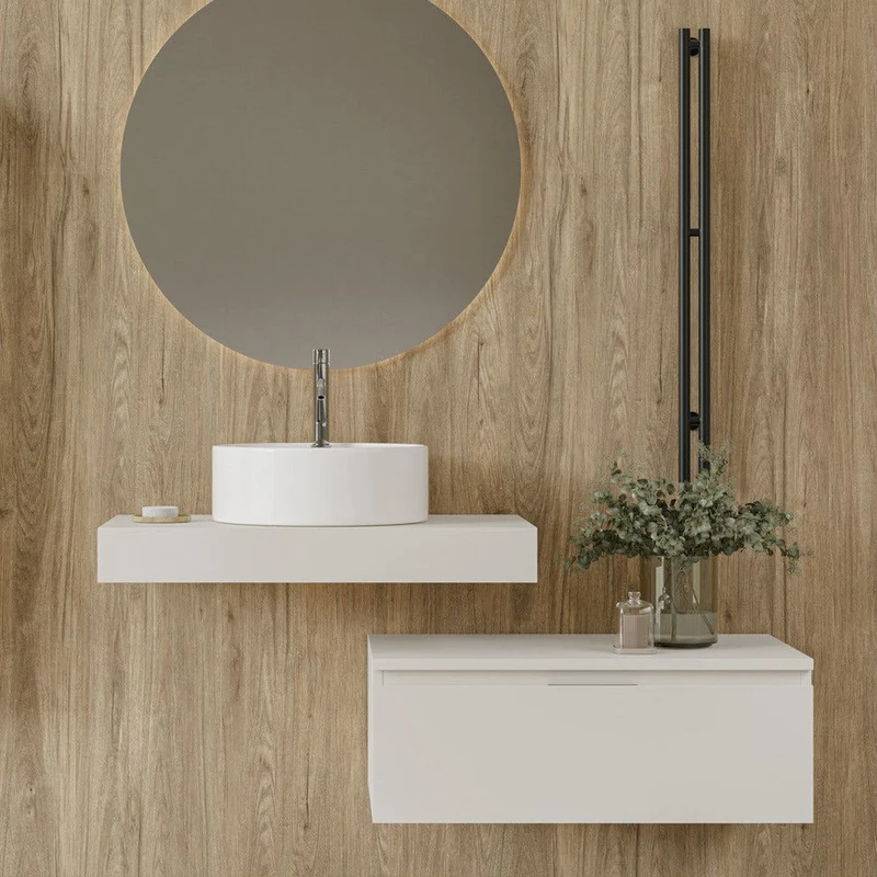 Mueble de Baño suspendido June con 1 Cajón y Encimera – Lavabo Sobre Encimera Opcional