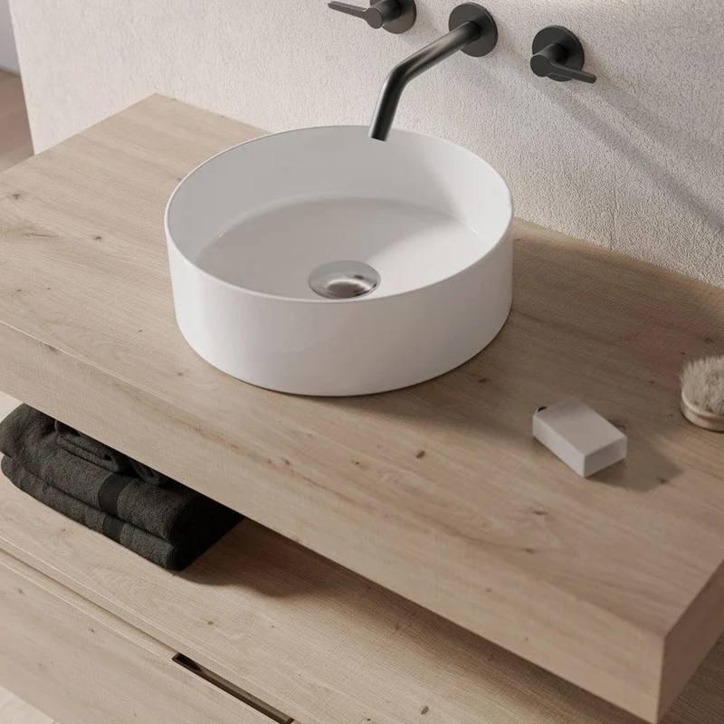 Mueble de Baño suspendido June con 1 Cajón y Encimera – Lavabo Sobre Encimera Opcional