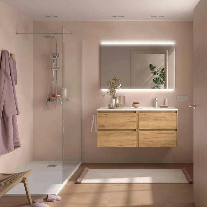 Conjunto de Baño NOJA 120 cm Salgar | 4 Cajones + Lavabo Desplazado