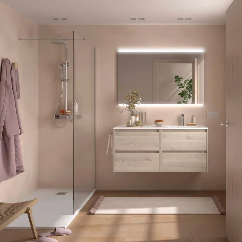 Conjunto de Baño NOJA 120 cm Salgar | 4 Cajones + Lavabo Desplazado