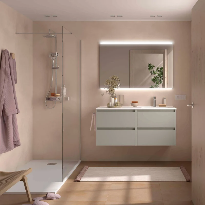 Conjunto de Baño NOJA 120 cm Salgar | 4 Cajones + Lavabo Desplazado