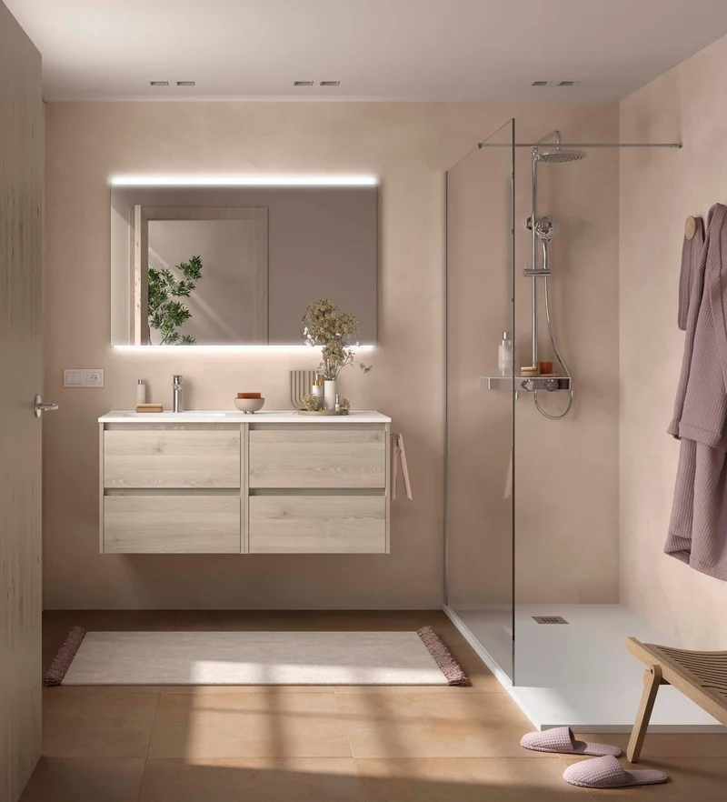 Conjunto de Baño NOJA 120 cm Salgar | 4 Cajones + Lavabo Desplazado