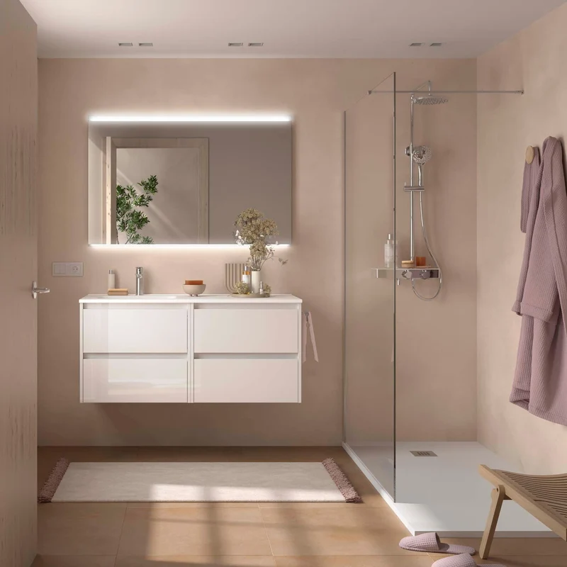 Conjunto de Baño NOJA 120 cm Salgar | 4 Cajones + Lavabo Desplazado