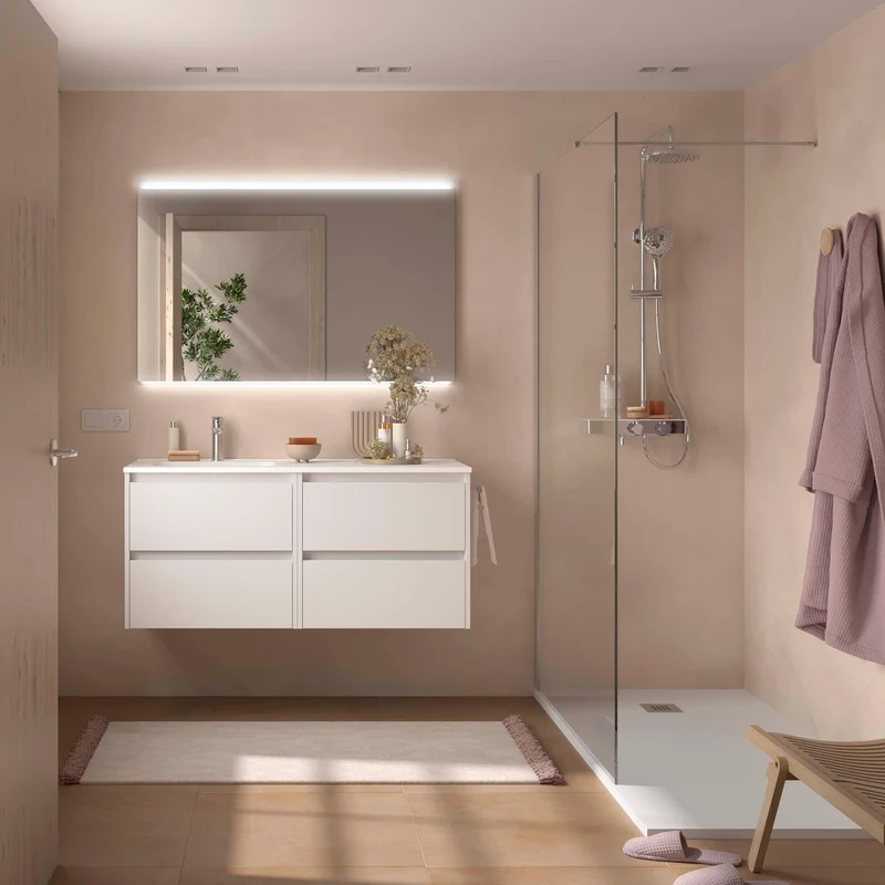 Conjunto de Baño NOJA 120 cm Salgar | 4 Cajones + Lavabo Desplazado