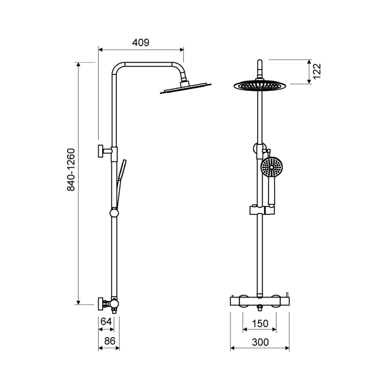 Columna de Ducha Monomando CLEMENT de Lluvibath | Diseño Moderno + Máximo Confort