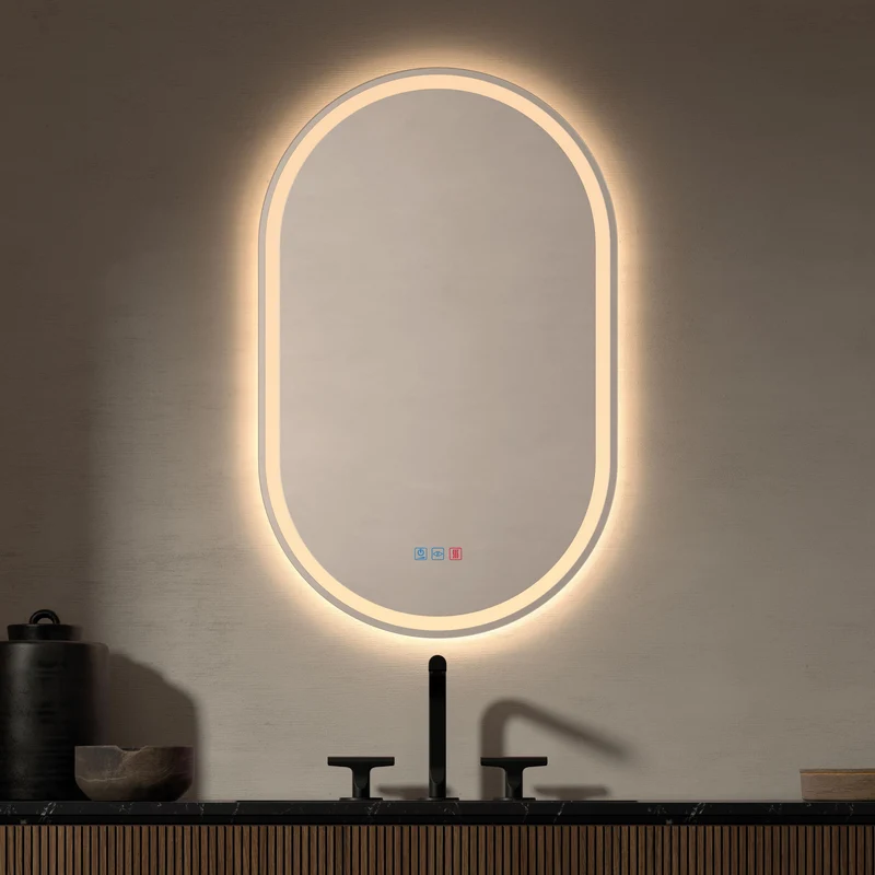 Espejo LED ÚBEDA Dyled – Retroiluminado, Antivaho y Marco Dorado (50x90 cm)