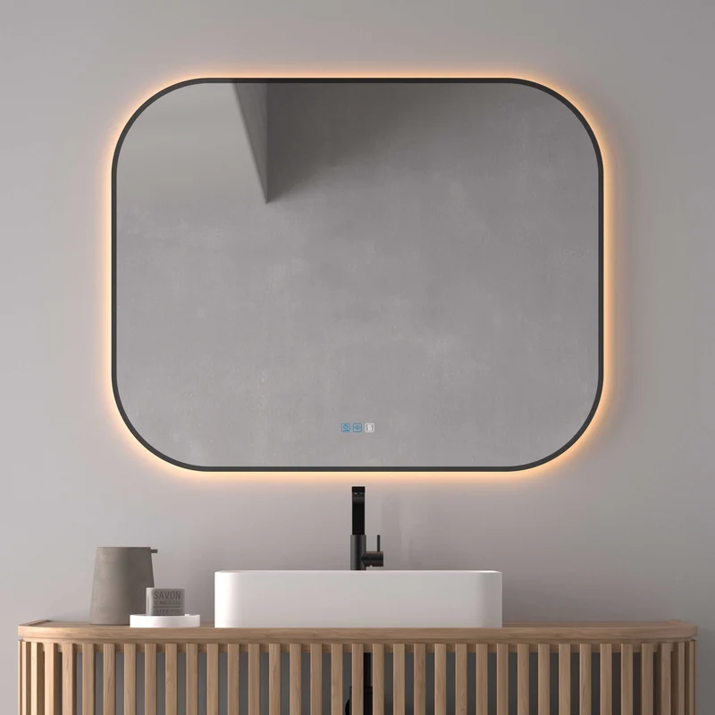 Espejo LED MENORCA Dyled – Retroiluminado, Antivaho y Marco Negro (60-120 cm)
