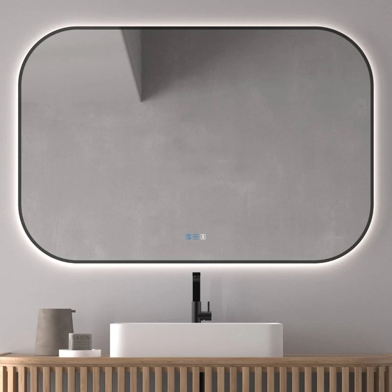 Espejo LED MENORCA Dyled – Retroiluminado, Antivaho y Marco Negro (60-120 cm)