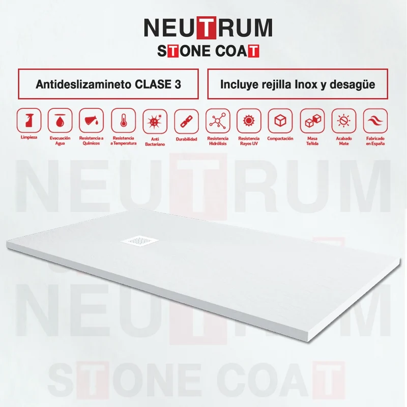 Plato de ducha STONE COAT de Neutrum en Carga mineral.