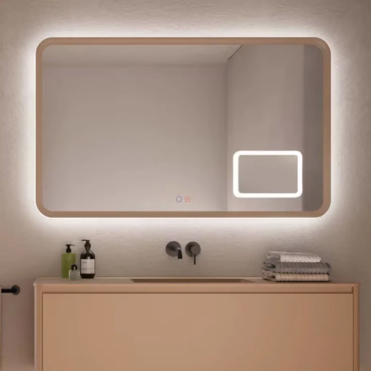 Espejo LED baño DUOMO Ledimex con antivaho, aumento x3 y 3 tonos de luz