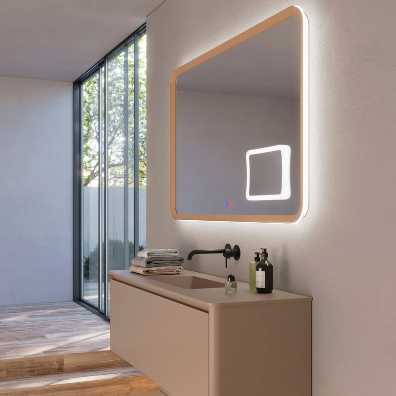 Espejo LED baño DUOMO Ledimex con antivaho, aumento x3 y 3 tonos de luz