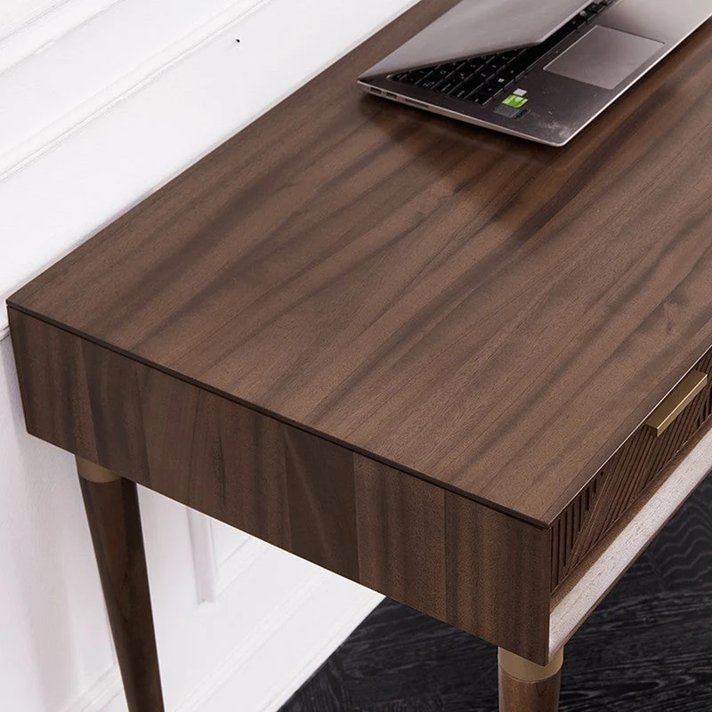 Echoing Black Walnut Wood Writing Desk with Streak Drawers