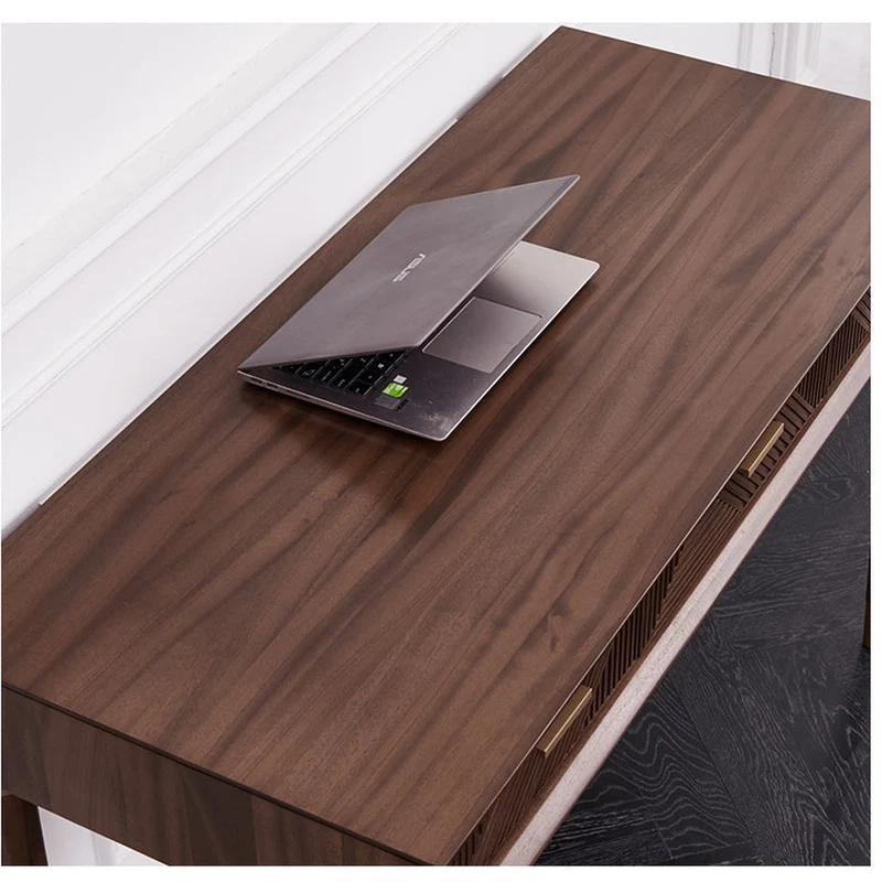 Echoing Black Walnut Wood Writing Desk with Streak Drawers
