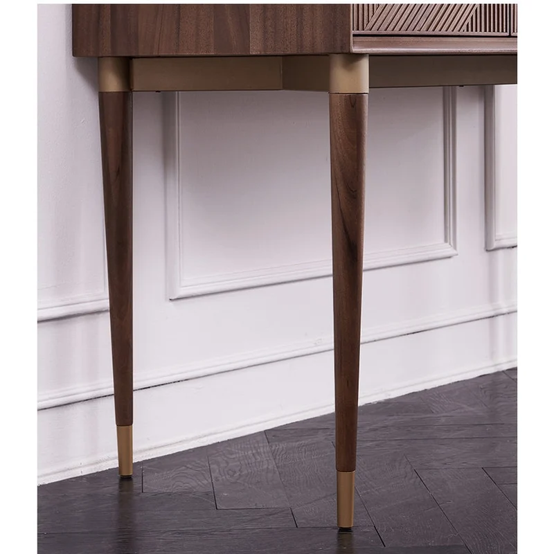 Echoing Black Walnut Wood Writing Desk with Streak Drawers