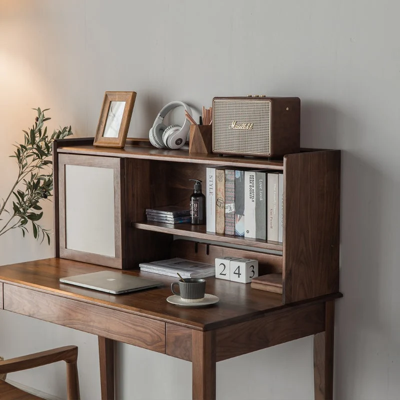 Dreamer Dual Layers Solid Walnut Wood Desk with Hutch