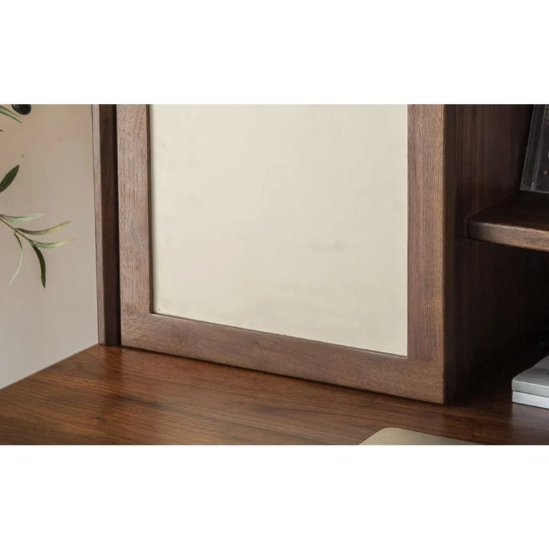 Dreamer Dual Layers Solid Walnut Wood Desk with Hutch