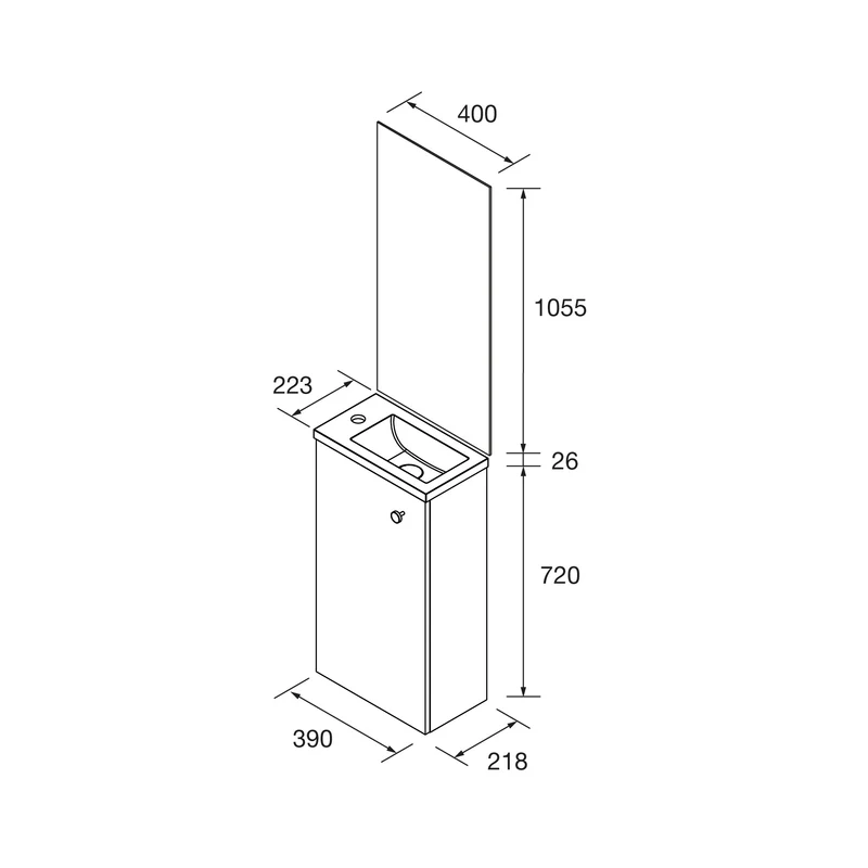 Mueble de baño Compacto MARVILLE con Lavabo (72x40x22 cm)
