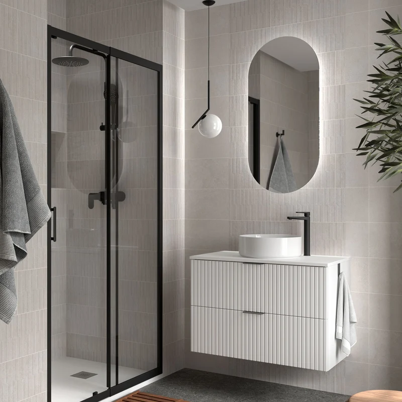 Mueble de Baño BIBA 2 Cajones con Encimera – Diseño 3D y Máxima Capacidad