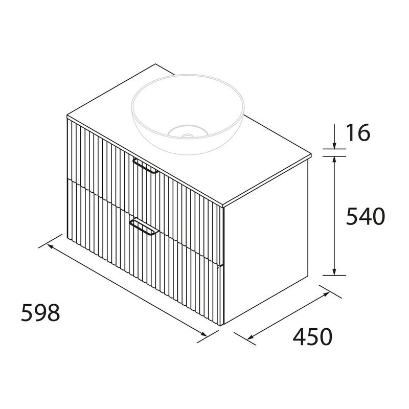 Mueble de Baño BIBA 2 Cajones con Encimera – Diseño 3D y Máxima Capacidad