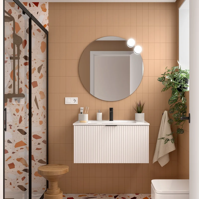 Mueble de Baño BIBA 1 Cajón con Lavabo Integrado – Diseño 3D con Gran Capacidad