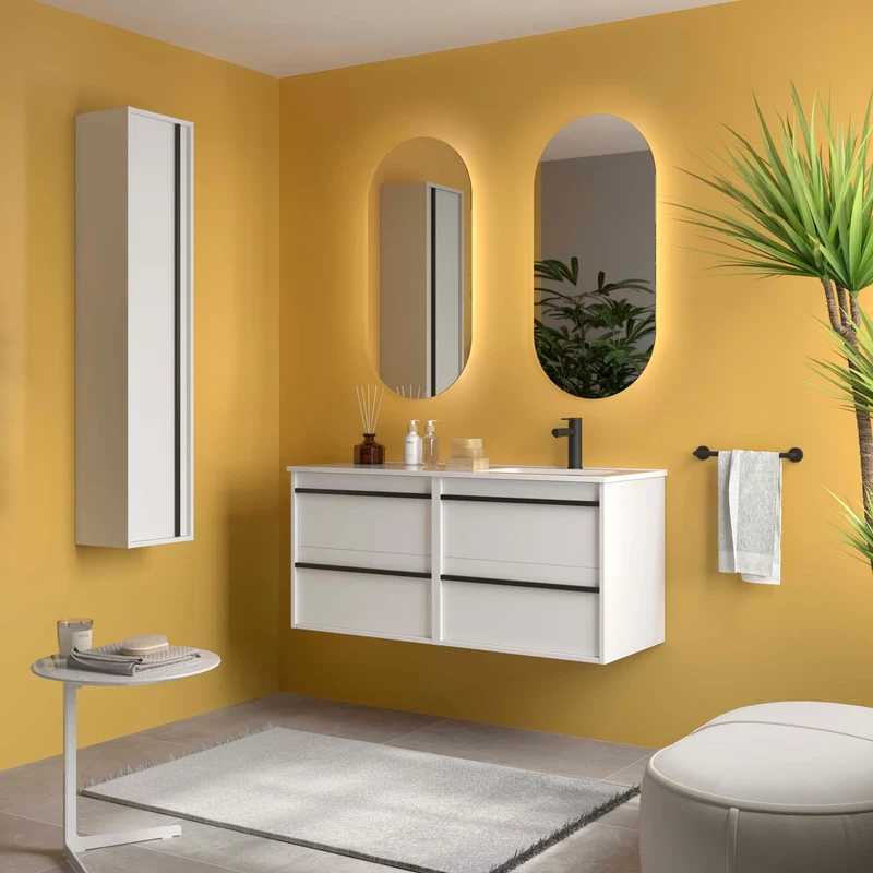 Conjunto ATTILA de Salgar con Lavabo Desplazdo de 120 cm | 4 Cajones y 9 Acabados