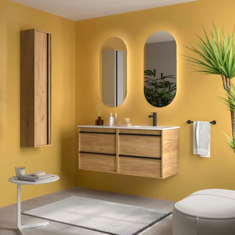 Conjunto ATTILA de Salgar con Lavabo Desplazdo de 120 cm | 4 Cajones y 9 Acabados