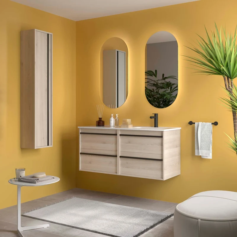 Conjunto ATTILA de Salgar con Lavabo Desplazdo de 120 cm | 4 Cajones y 9 Acabados