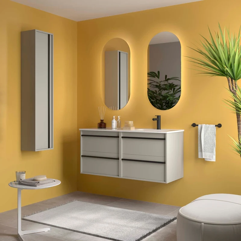 Conjunto ATTILA de Salgar con Lavabo Desplazdo de 120 cm | 4 Cajones y 9 Acabados