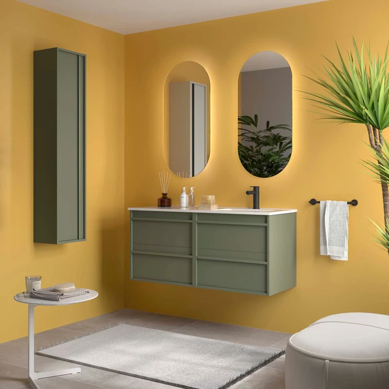 Conjunto ATTILA de Salgar con Lavabo Desplazdo de 120 cm | 4 Cajones y 9 Acabados