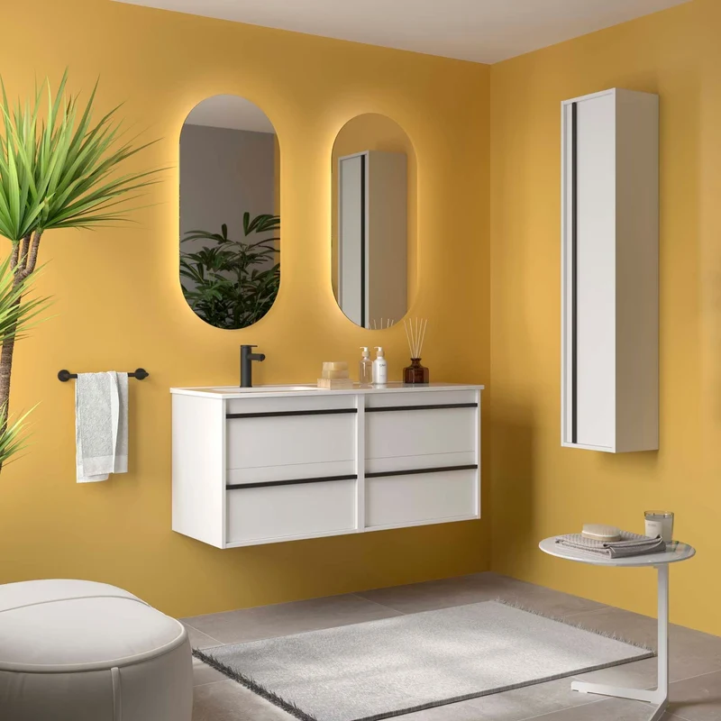 Conjunto ATTILA de Salgar con Lavabo Desplazdo de 120 cm | 4 Cajones y 9 Acabados
