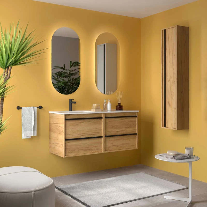 Conjunto ATTILA de Salgar con Lavabo Desplazdo de 120 cm | 4 Cajones y 9 Acabados