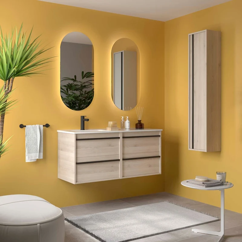 Conjunto ATTILA de Salgar con Lavabo Desplazdo de 120 cm | 4 Cajones y 9 Acabados
