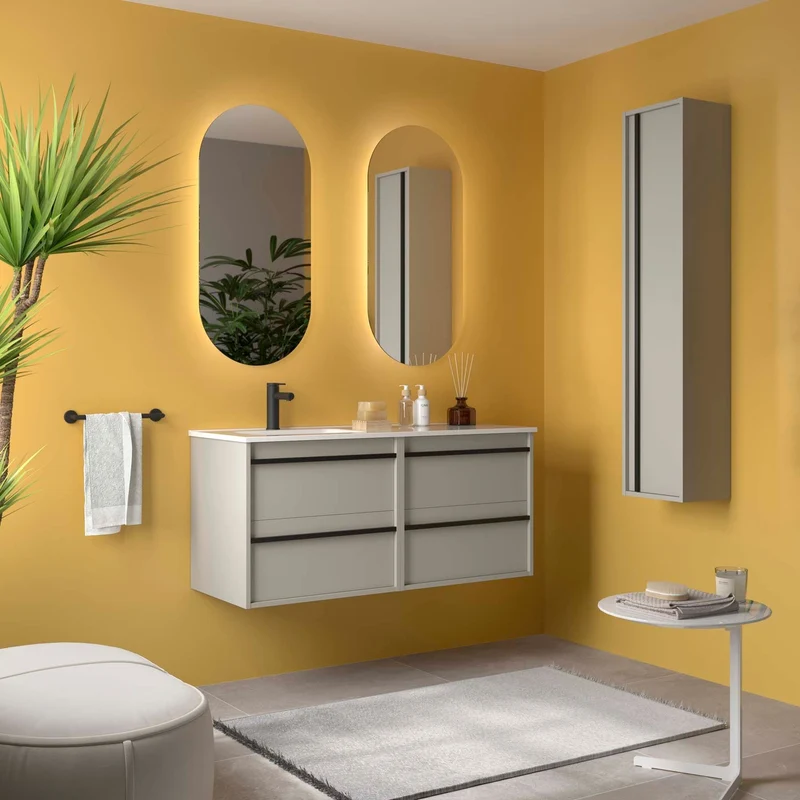 Conjunto ATTILA de Salgar con Lavabo Desplazdo de 120 cm | 4 Cajones y 9 Acabados