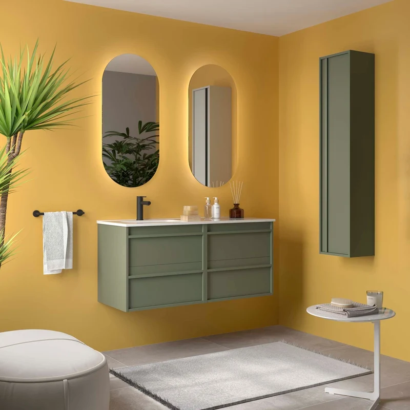 Conjunto ATTILA de Salgar con Lavabo Desplazdo de 120 cm | 4 Cajones y 9 Acabados