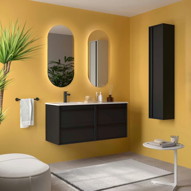 Conjunto ATTILA de Salgar con Lavabo Desplazdo de 120 cm | 4 Cajones y 9 Acabados