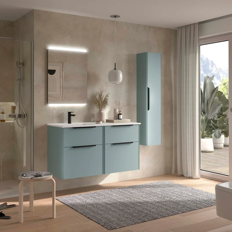 Conjunto LUVA 120 cm – 4 Cajones + Lavabo Desplazado | Diseño Actual y Máxima Capacidad